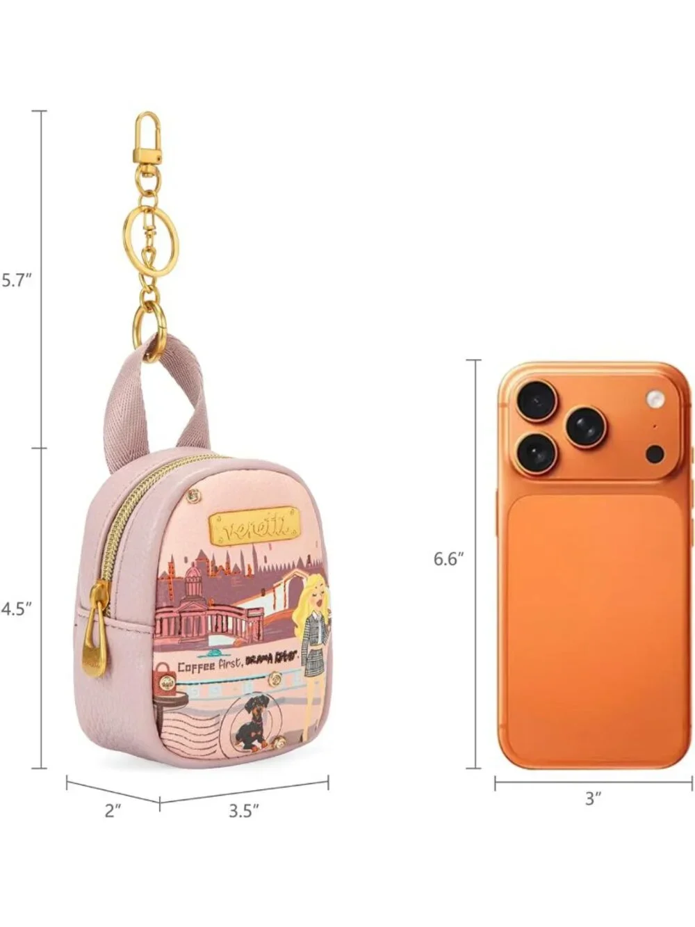 Cityscape Illustration Coin Pouch Keychain | Cute Change Purse for Coins